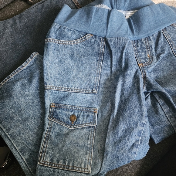 Take Nine Maternity Blue Denim Capris Women's Small S Elastic Panel Waist EUC - Picture 4 of 9